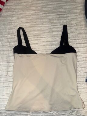 Two-Tone Beige and Black Tank Top